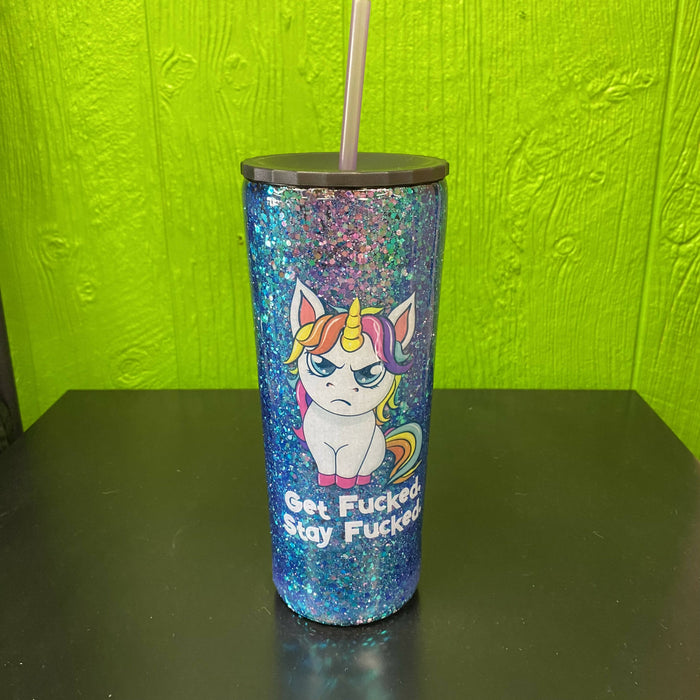 Get Fucked Stay Fucked Holographic Glitter Epoxy Tumbler