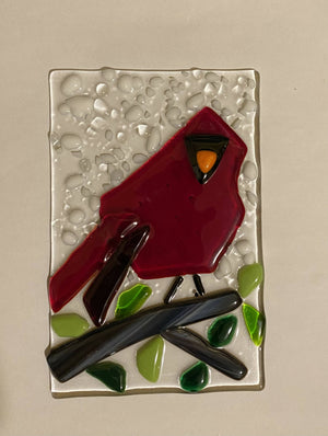 Fused Glass Cardinal Suncatcher