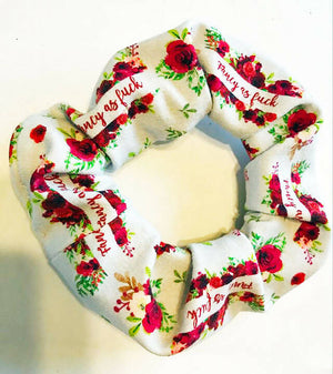 Hair Scrunchie - Red and White Sweary - Drinkle Mall Location Only