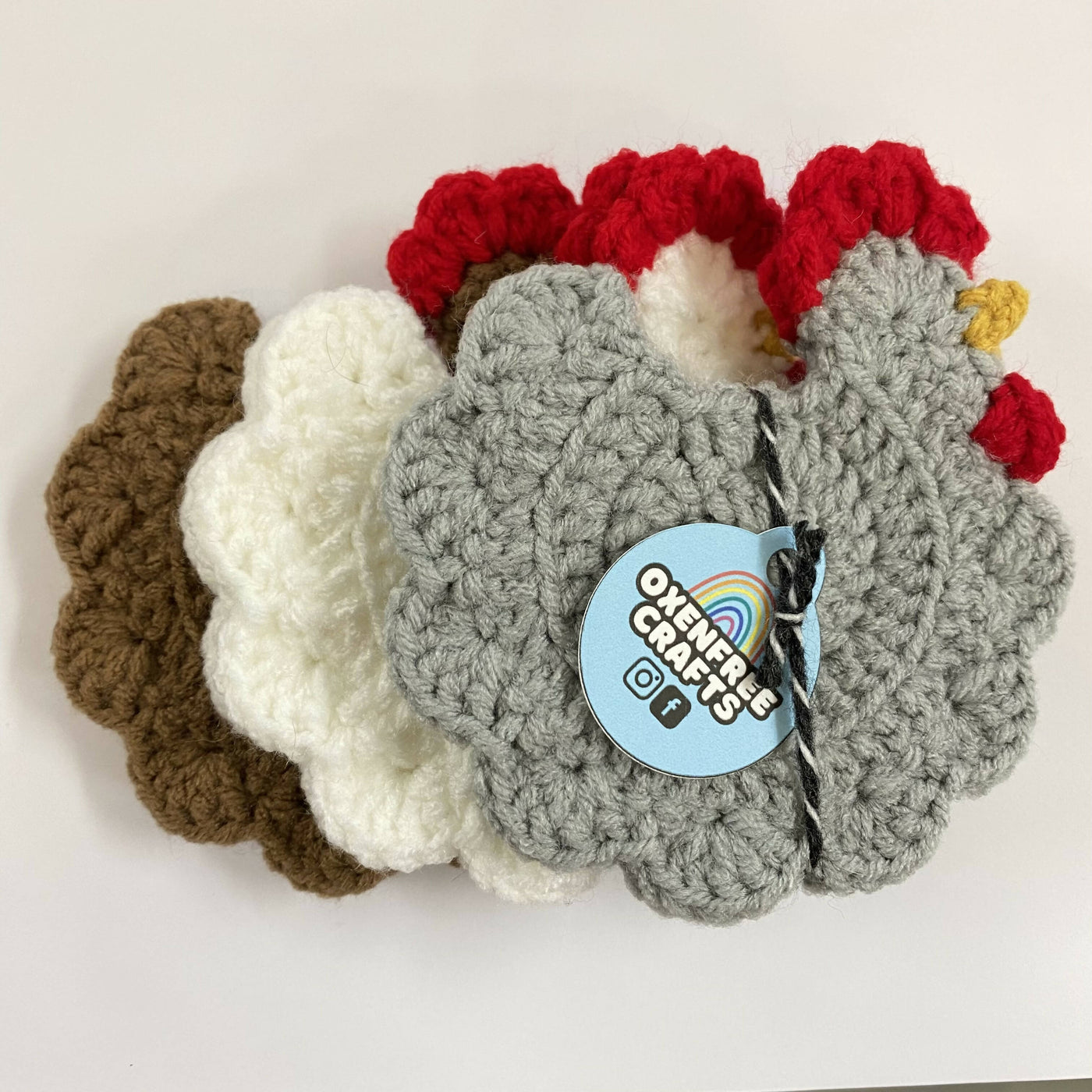 Crochet Chicken Coaster Pair