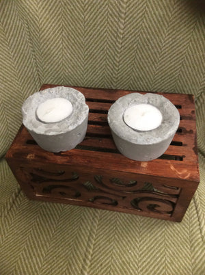Set of 2 Concrete Tea Light Holders