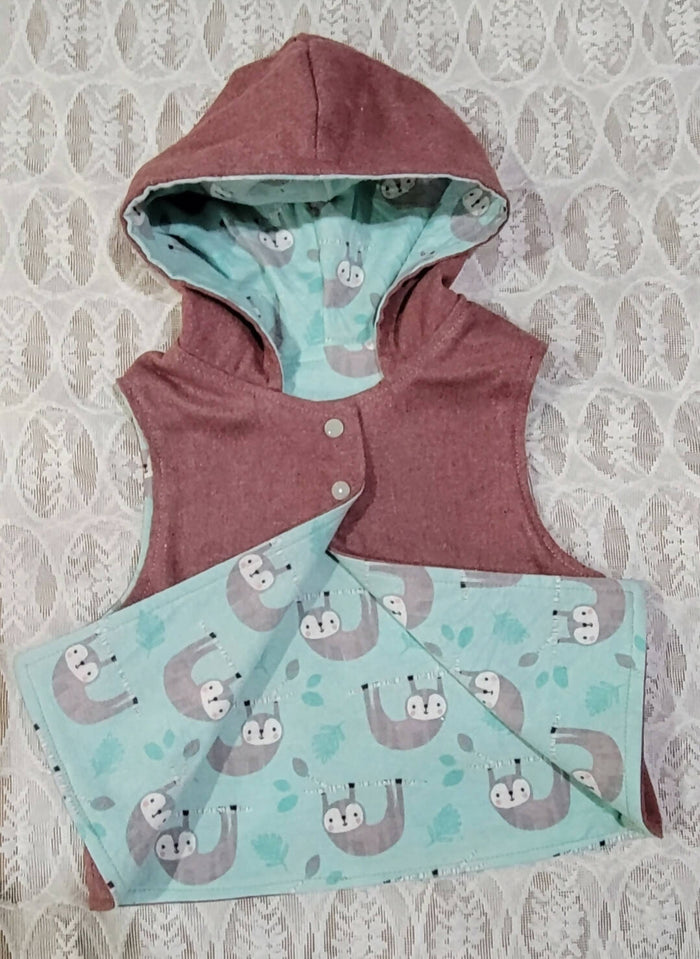 Wool Blend Hooded Vest with Flannel Lining. Size 4/5 years
