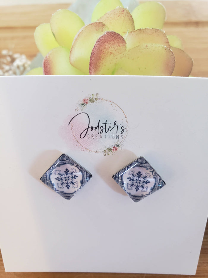 Blue mosaic earrings