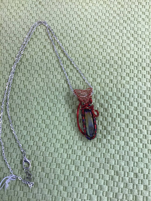 Red and Copper Wire Wrapped Stone