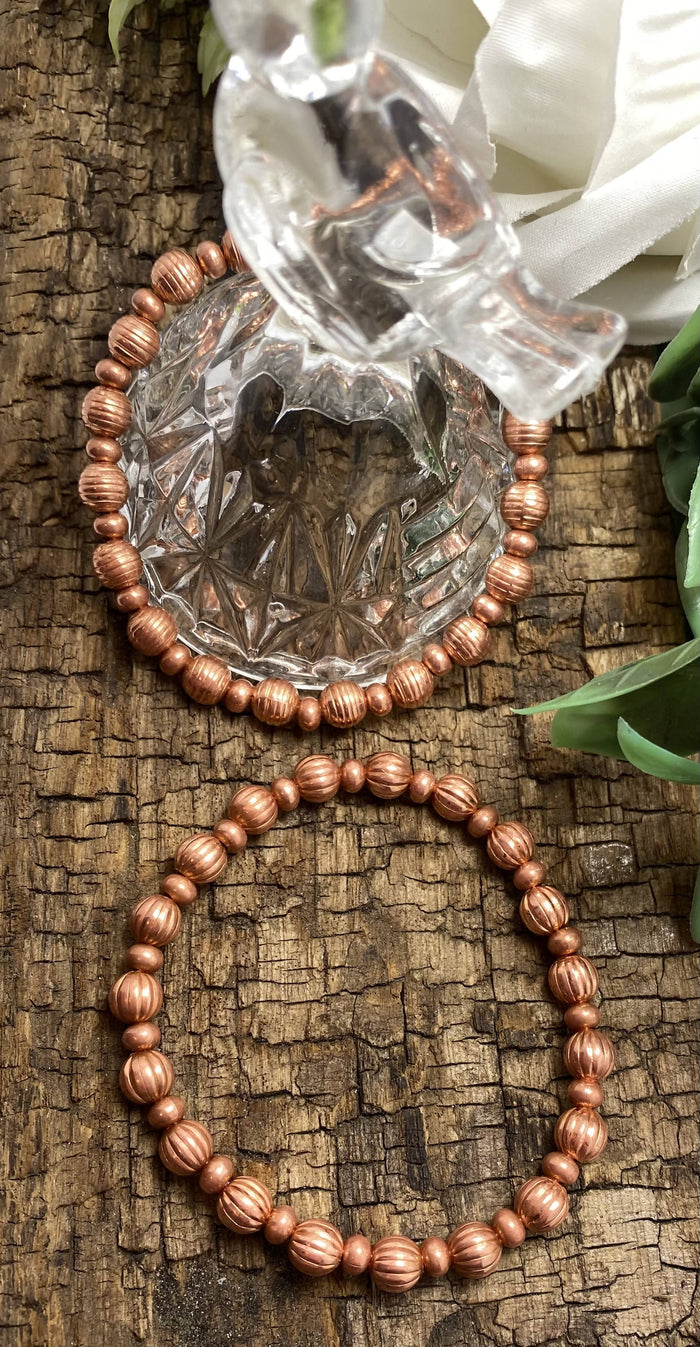 Copper Bead stretch Bracelet/by Simply de novo Creations