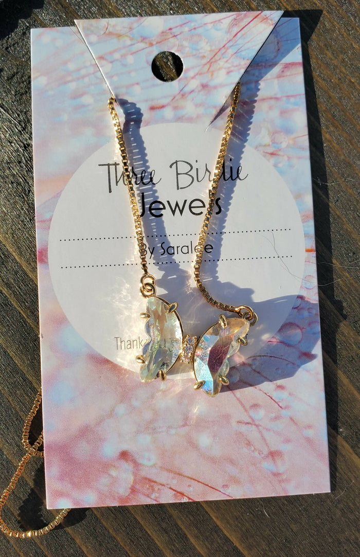 Iridescent butterfly necklace