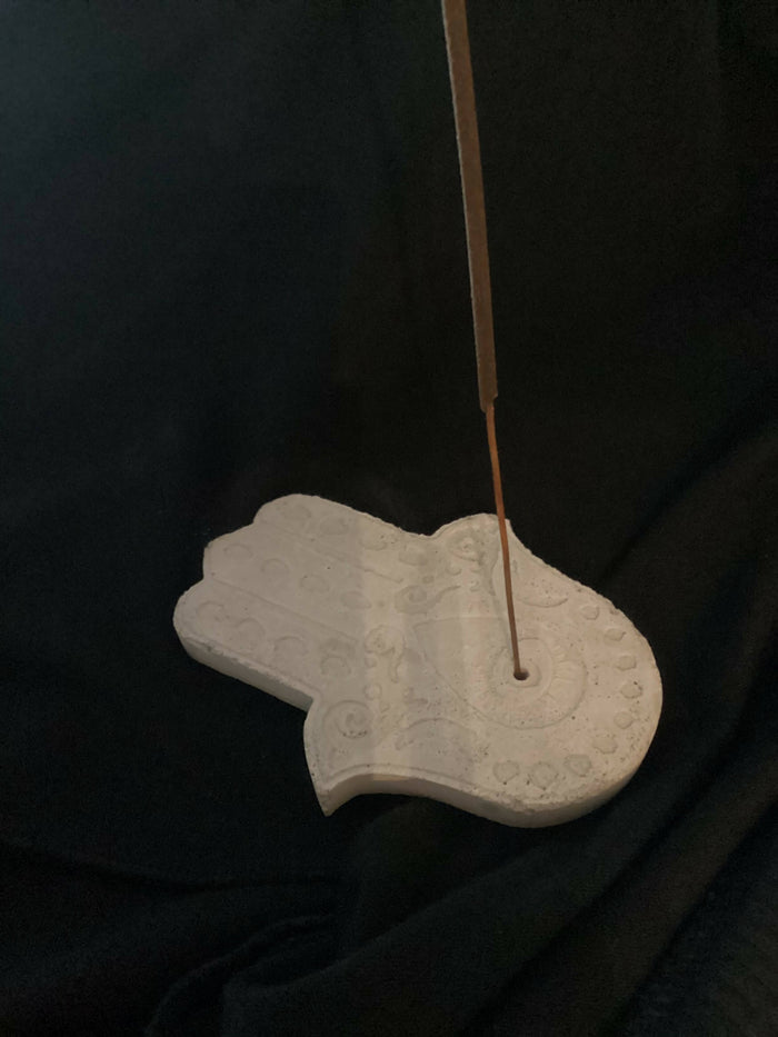 Concrete Hamsa Hand Incense Holder