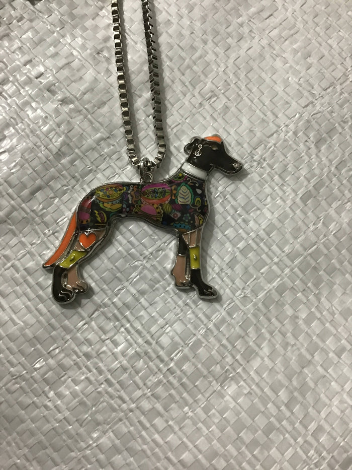 Enamel Greyhound Necklace