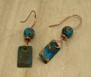 Bluish Copper Patina Earrings/by Simply de novo Creations