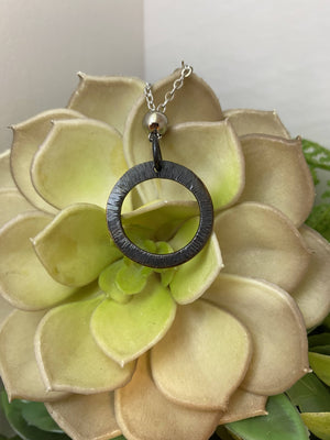 Black patinaed copper circle necklace/by Simply de novo Creations