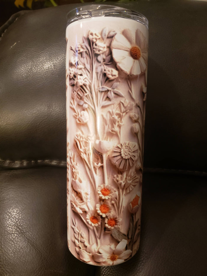 3d flower stainless steel tumbler