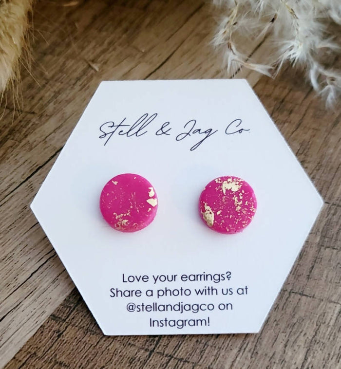 Pink and Gold Clay Stud