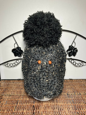 Messy Bun Toque with knit owl design