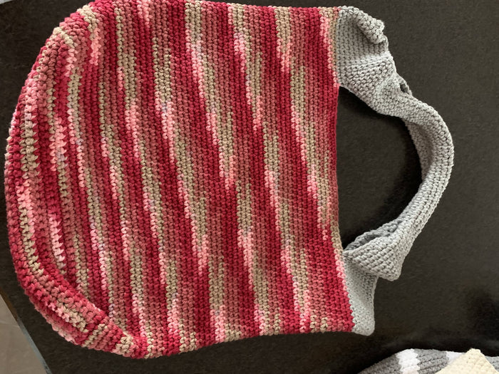 Crochet Yarn Bag Grey and Colourful