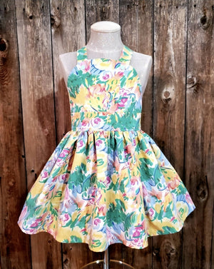 Watercolour Retro Swing Dress. Size 4/5 Years