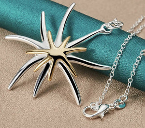 Long Starburst Necklace Sterling Silver