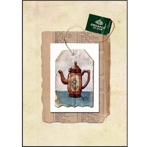 Greeting Card - Brown Teapot - Tea Bag Art - at Drinkle Mall Location