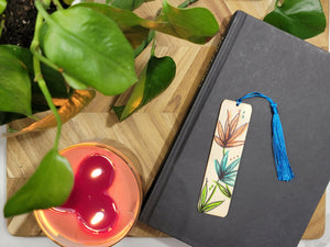 Handmade Bookmark- ORANGE AND BLUE FLOWER- Available at 33rd