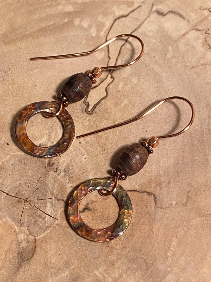 Copper and wood Earrings/by Simply de novo Creations