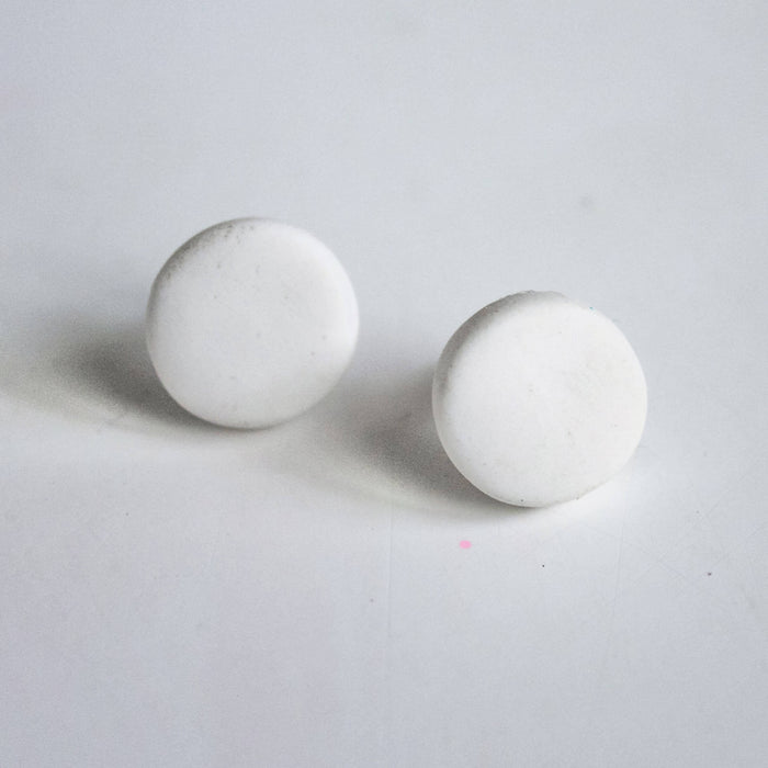 Clay Stud Earrings - White