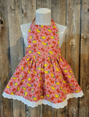 Gingham Chicken Apron. Size 2-4 years