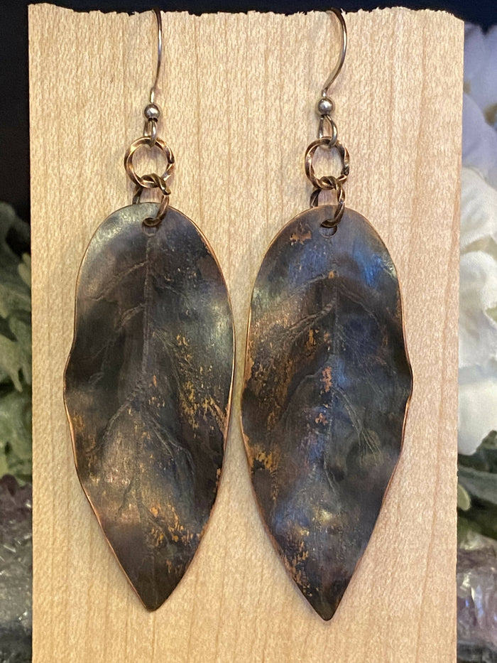 Copper Leaf Earrings/by Simply de novo Creations