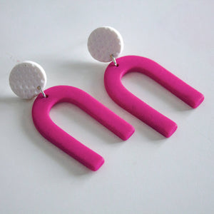 Clay U Drop Earrings - Pink