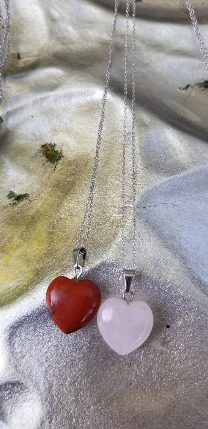 Small heart healing stone necklace