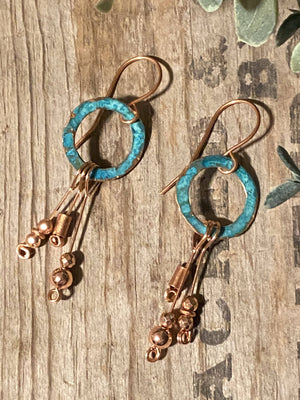 Patinaed Copper Dangly earrings/by Simply de novo Creations