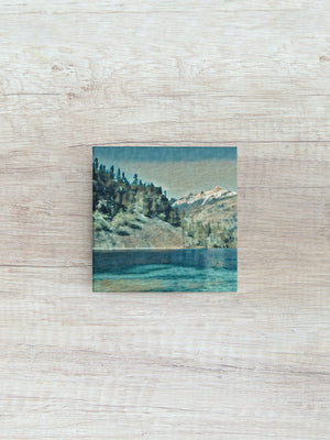 8x8 inch canvas print "Mountain Lake" available at Drinkle location