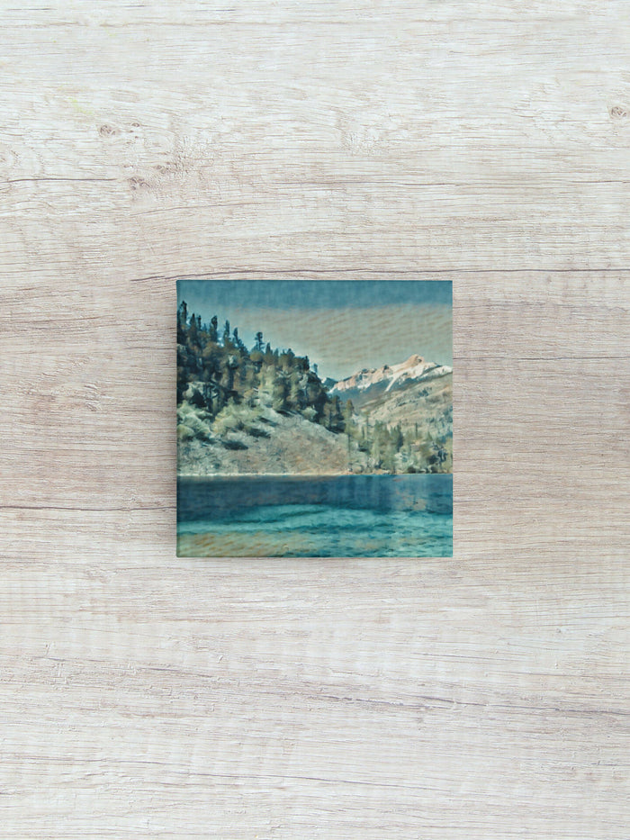 8x8 inch canvas print "Mountain Lake" available at Drinkle location