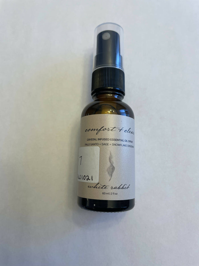 COMFORT AND CLEAR PALO SANTO AND SAGE CRYSTAL INFUSED ESSENTIAL OIL SPRAY-1 OZ BOTTLE