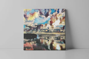 8x8 inch canvas print "Beach Sunset Reflection" available at Drinkle Mall location