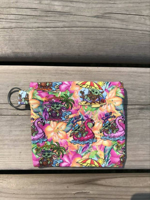 Zippered Coin Purse Ear Bud Holder - Bright Colourful Summer Alien Print - Drinkle Mall Location Only