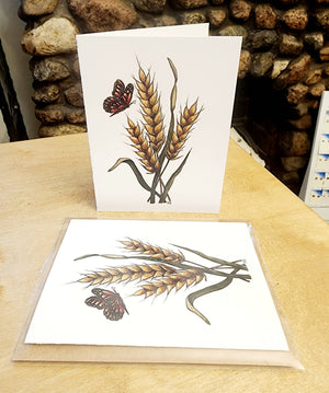 Wheat butterfly greeting card