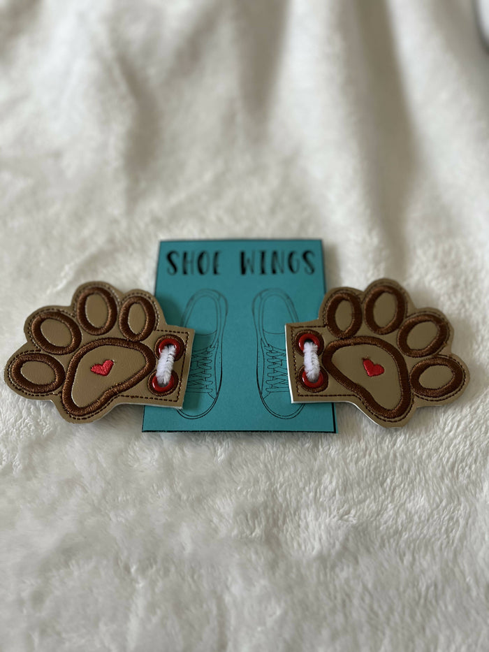 Shoe/Boot Wings - Dog Paws with red heart