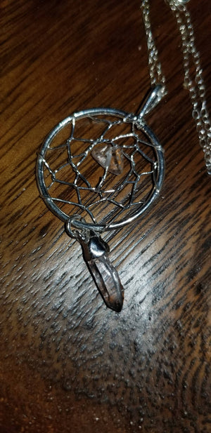 Clear quartz dreamcatcher necklace