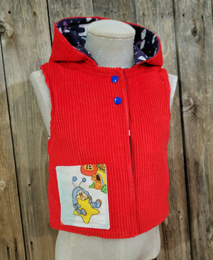 Rainbow Brite Corduroy Hooded Vest. Size 2/3 years