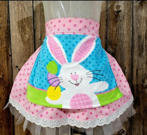 Bunny Apron with Pink Dots. Size 5-8 years