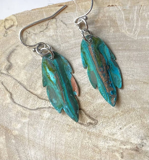 Leaf Earrings patina/colored Copper/by Simply de novo Creations