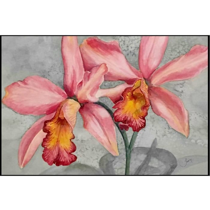 Greeting Card - Pink Orchids - Watercolour Art - at the Drinkle Mall Location
