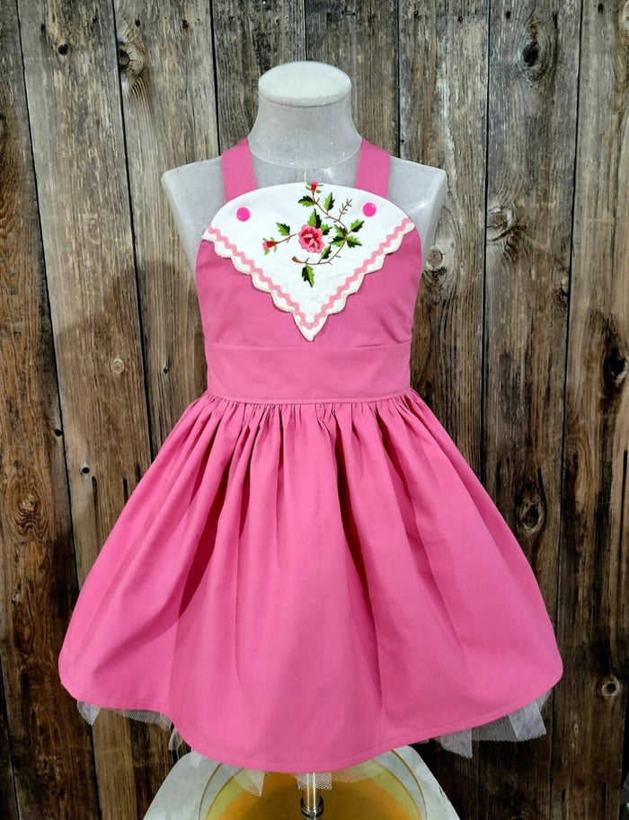 Retro Swing Dress with Vintage Embroidery. Size 4/5 Years