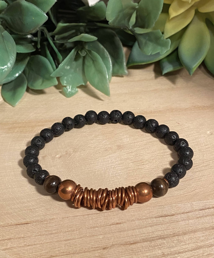 Copper & Lava Bead Bracelet/by Simply de novo Creations