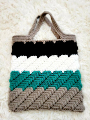 Black, White, Turquoise Crochet Bag