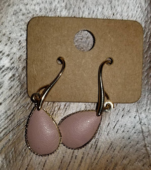 Gold tone and leather drop earrings