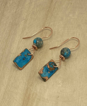Bluish Copper Patina Earrings/by Simply de novo Creations