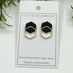 Double hexagon stud earrings