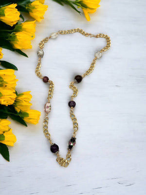 Necklace - Purple/White